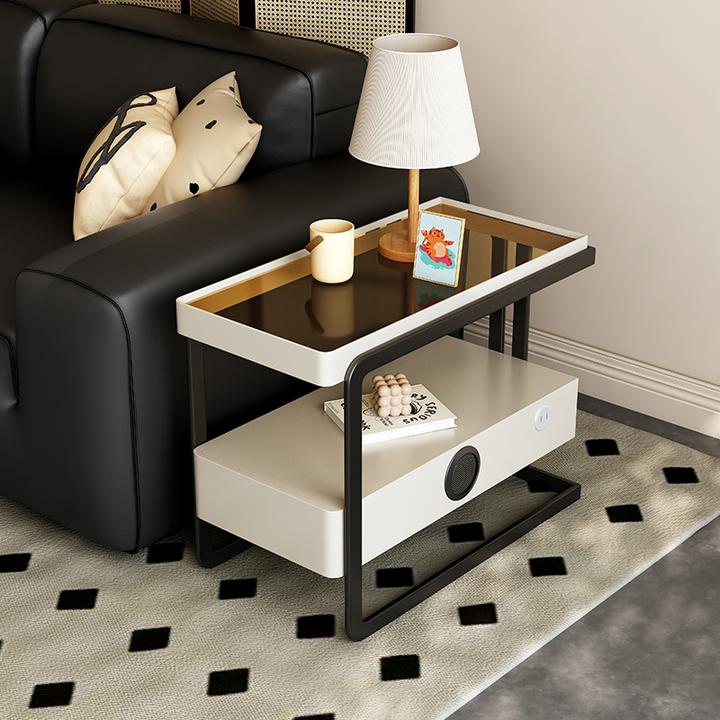 意式极简沙发边几轻奢高级感客厅钢化玻璃边柜侧边柜现代角几桌