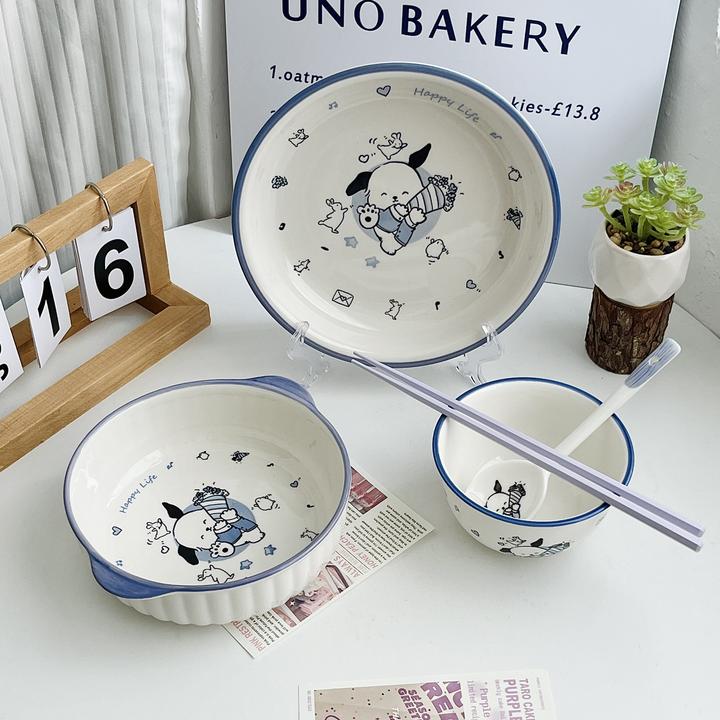 【帕趣狗】陶瓷泡面碗家用烤碗可爱宿舍双耳碗盘餐具情侣专用米饭碗