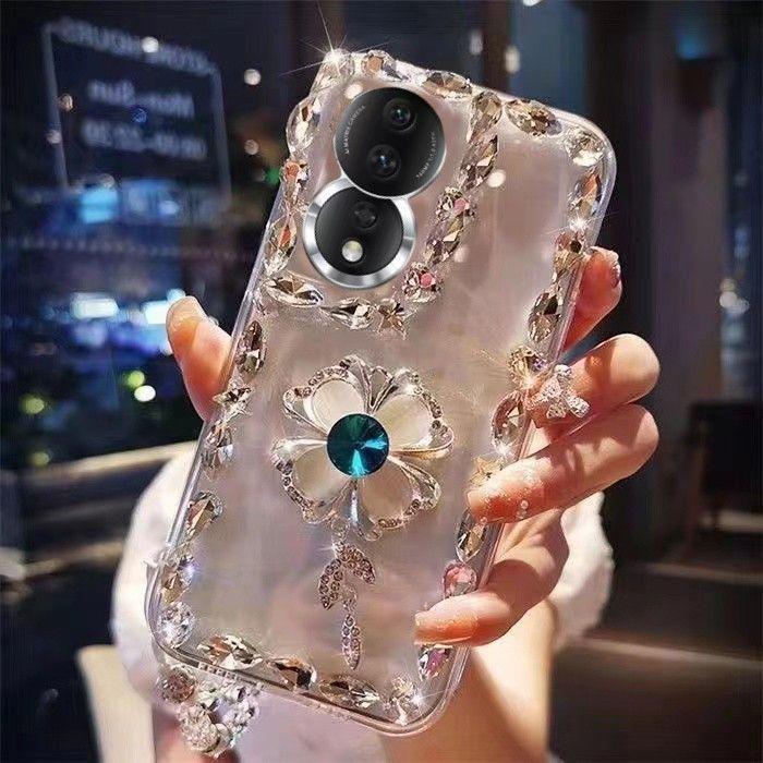 荣耀80手机壳高级水钻四叶草80pro闪钻全包防摔8硅胶网红80se女潮