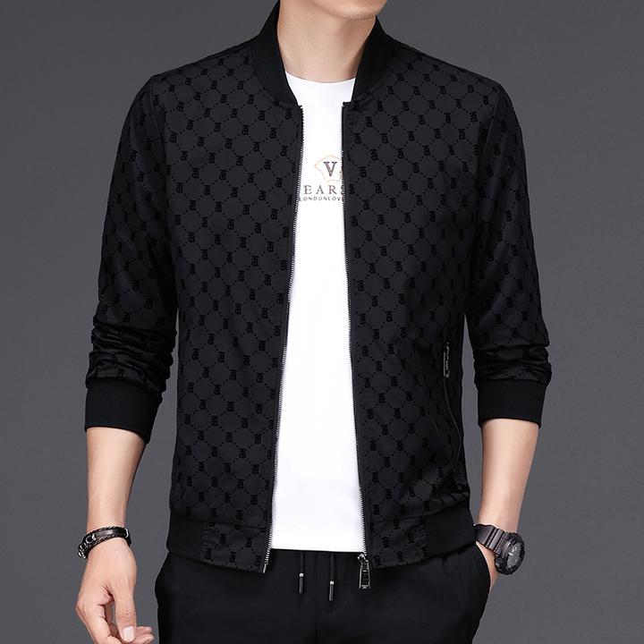 轻奢男夹克2024秋新款潮流千鸟格棒球领开衫高端帅气休闲外套常规