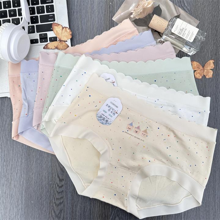 5条装 新款派对小熊80支幼柔棉内裤亲肤舒适透气少女感三角裤 355