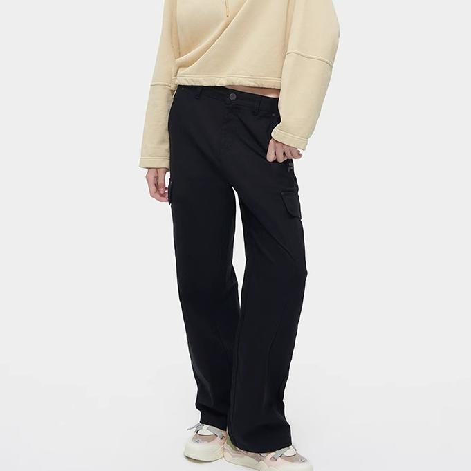 FILA斐乐潮牌女子梭织长裤春时尚休闲运动高能感阔腿裤T11W413802