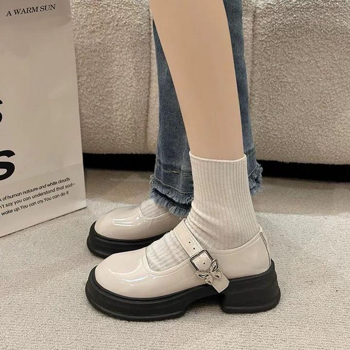 黑色百搭日系学院风厚底小皮鞋女2024新款春季法式复古玛丽珍鞋子