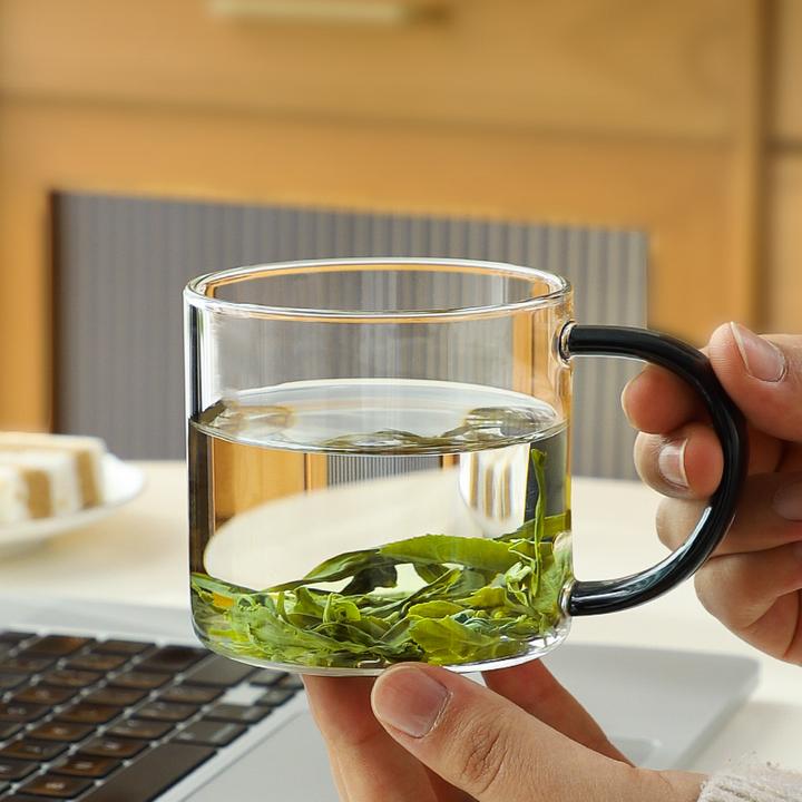 家用高硼硅玻璃带把手热饮杯可微波炉加热杯牛奶杯办公杯绿茶杯子
