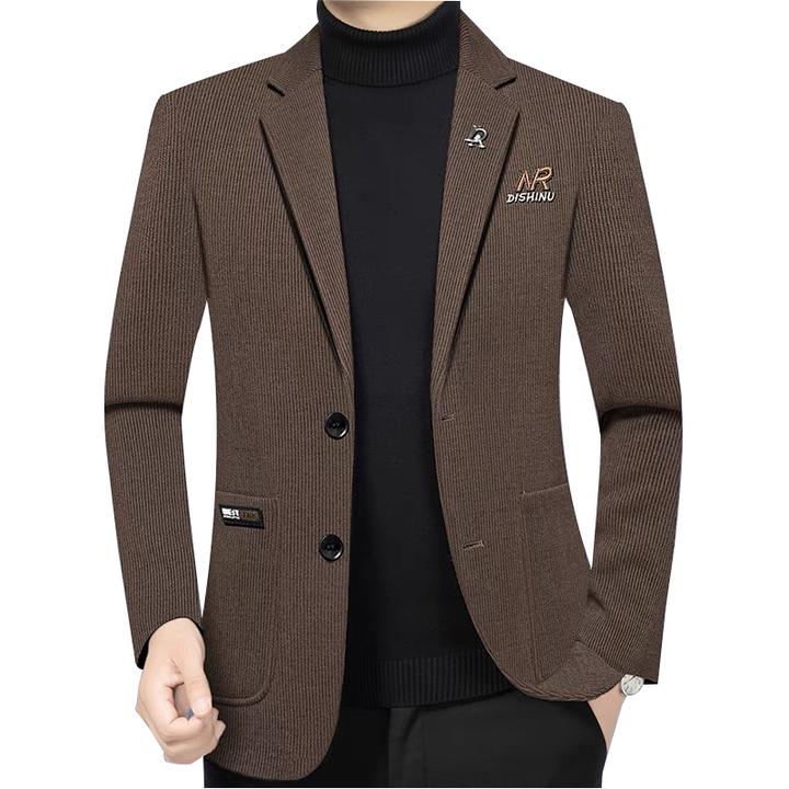 【西服翻领】新款秋冬季中年男士厚款外套夹克衫休闲秋款外套