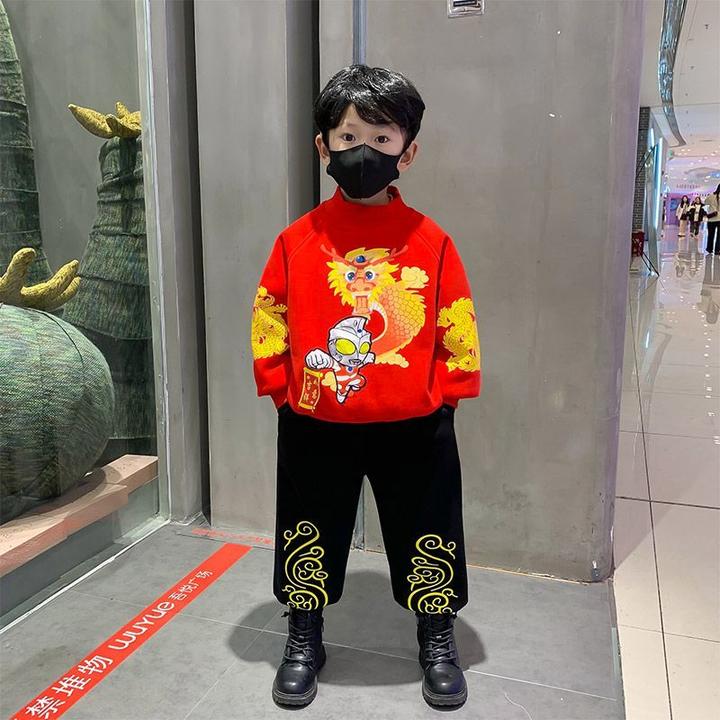 龙年拜年服男童冬款汉服2024国风周岁礼服男宝宝唐装过年喜庆套装