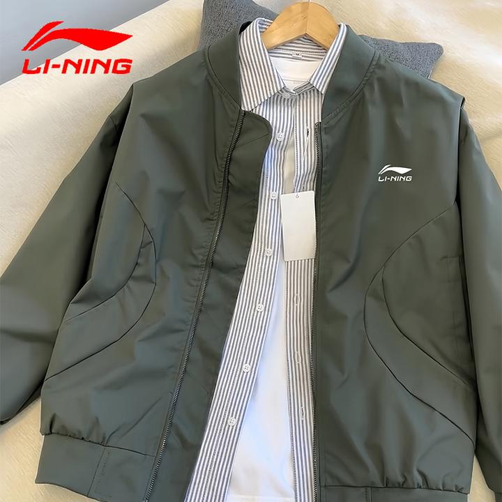 LI-NING/李宁运动夹克男士秋季国潮帅气时尚休闲立领宽松外套上衣