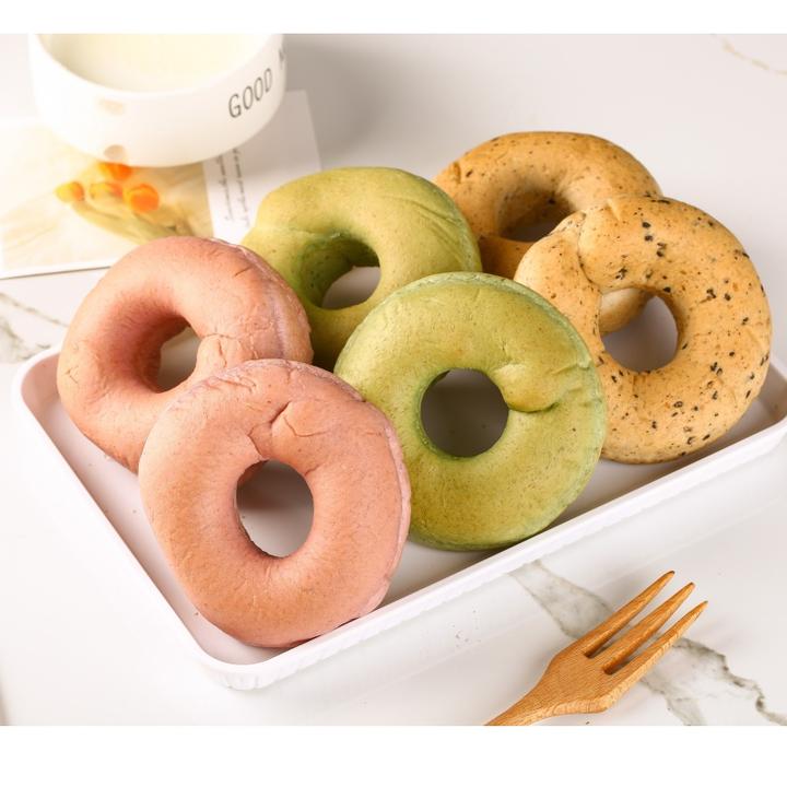 夹心蓝莓乳酪抹茶黑芝麻三口味贝果全麦欧包多味营养早餐代餐食品
