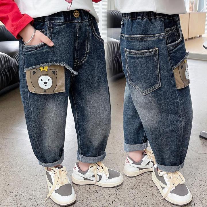 男童牛仔裤春秋款儿童裤子宝宝休闲老爹裤时髦男孩秋装韩版帅气潮