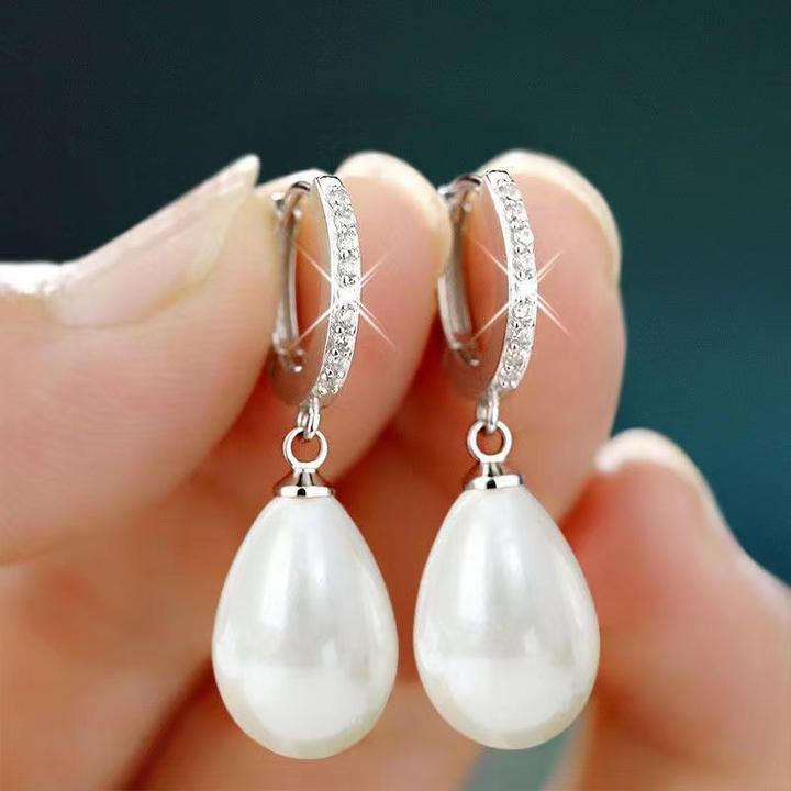 925银耳饰 s925纯银贝珠耳环女耳圈女网红耳坠百搭高级感妈妈耳饰