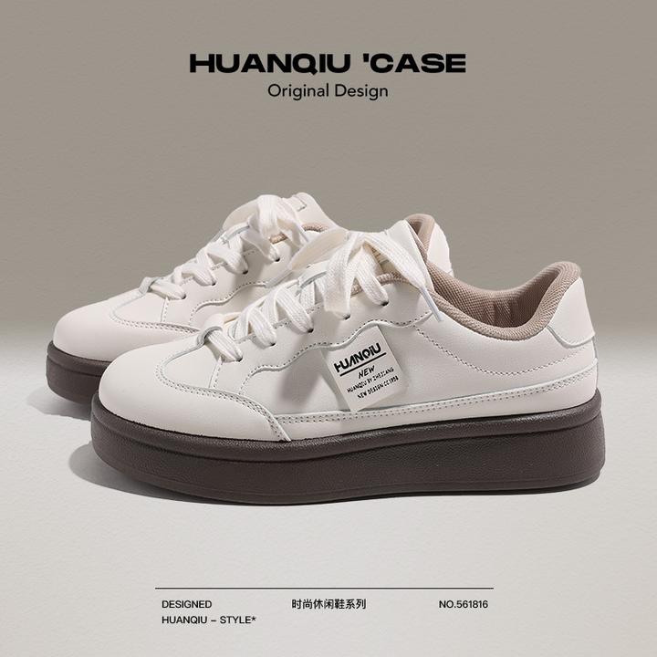 环球复古琥珀流光百搭小白鞋女2025夏秋新款厚底休闲鞋爆款板鞋子