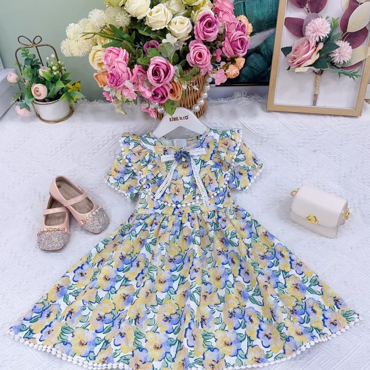 女童连衣裙2024新夏季女宝碎花时尚韩版宝宝洋气甜美娃娃领公主裙