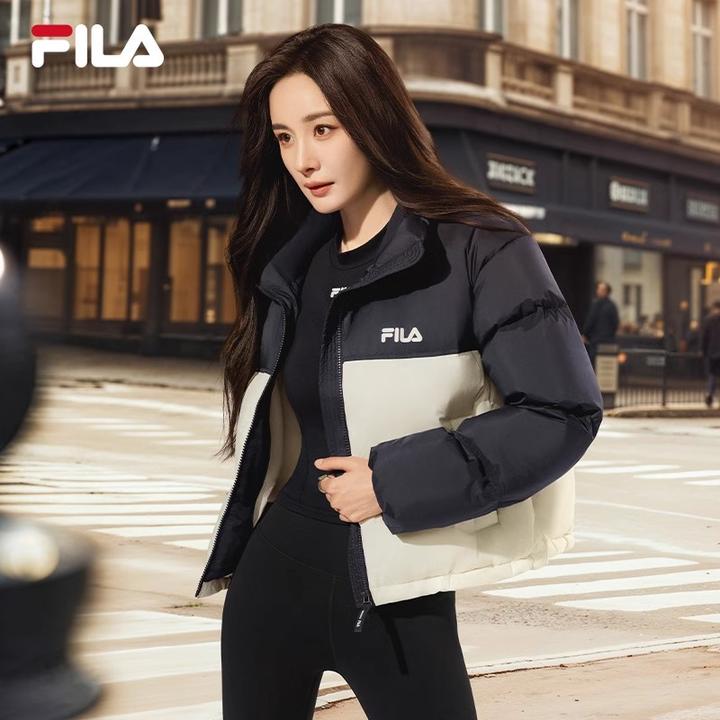 Fila/斐乐杨幂同款女冬【黑白撞色】羽绒服户外运动外套F51W549992A
