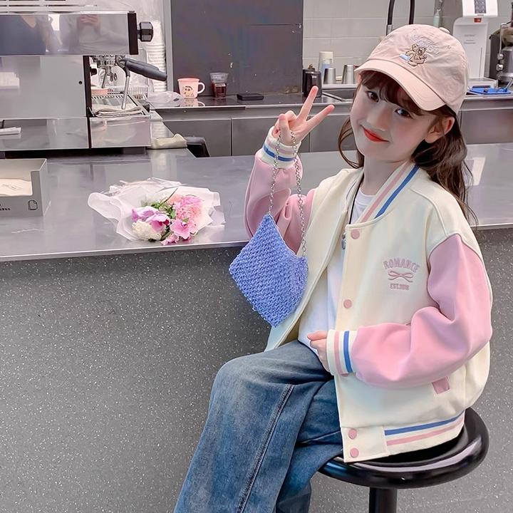 女童外套春秋装2025新款洋气儿童棒球服春秋款小女孩运动秋季上衣