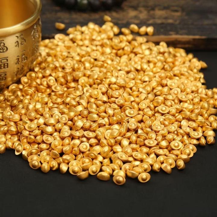 仿真实心元宝聚宝盆黄铜米缸百福缸电镀填充物家居精美摆件