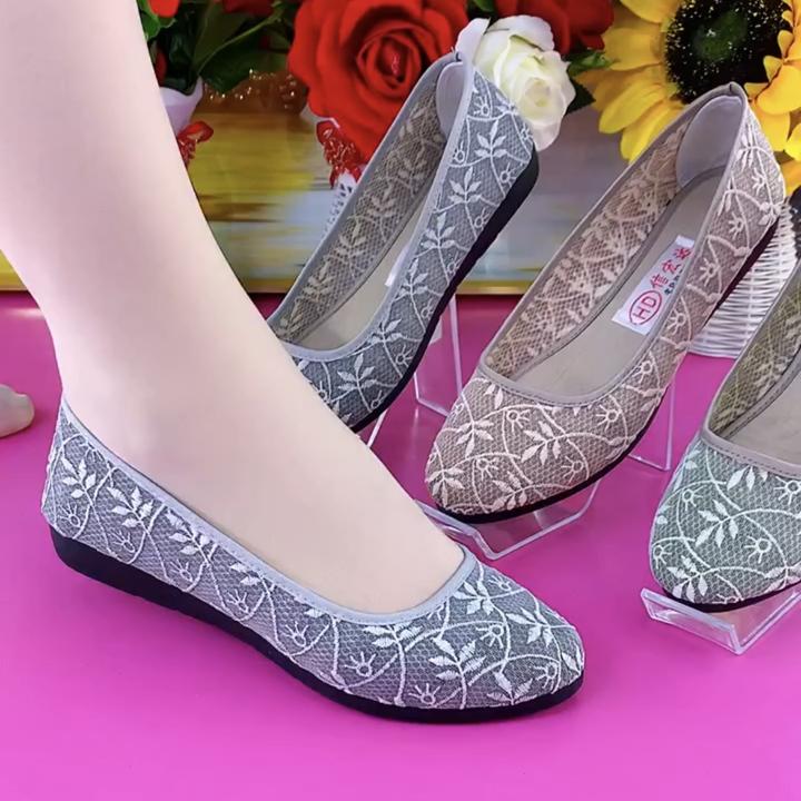 老北京布鞋女软底舒适中老年妈妈鞋网布平底轻便妈妈单鞋老人鞋子