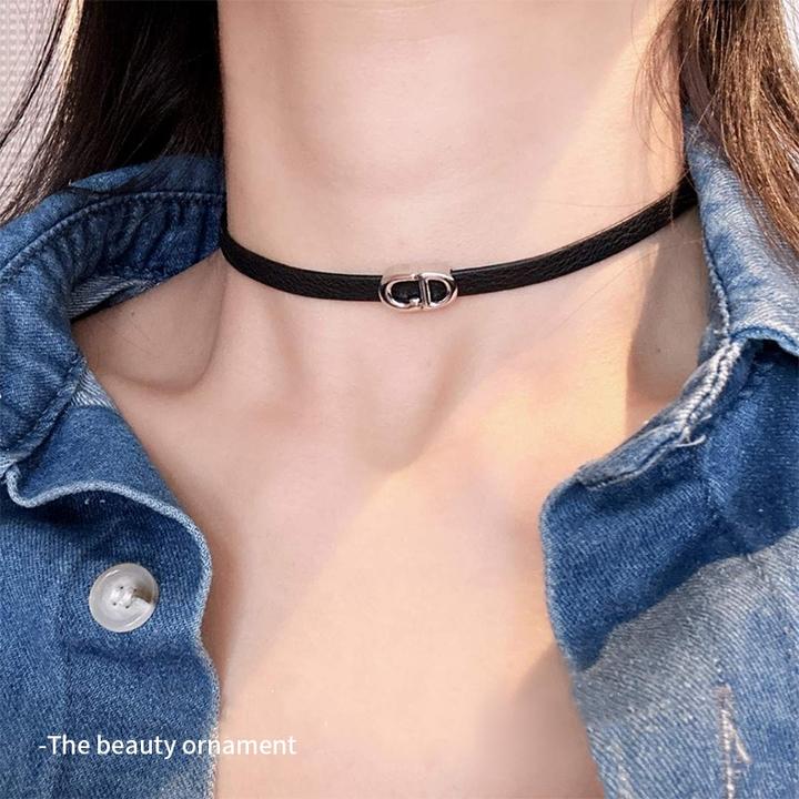 合金项链 气质简约字母CDchoker项链锁骨链女款小众设计短款颈链