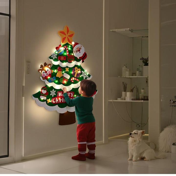 diy手工毛毡圣诞树2024儿童玩具材料包圣诞节礼物装饰品家用新款