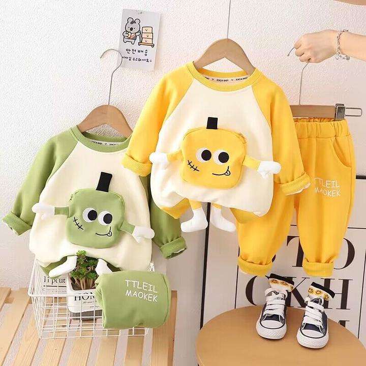 【沫沫家】儿童春秋套装女童男童洋气长袖卡通运动立体休闲两件套