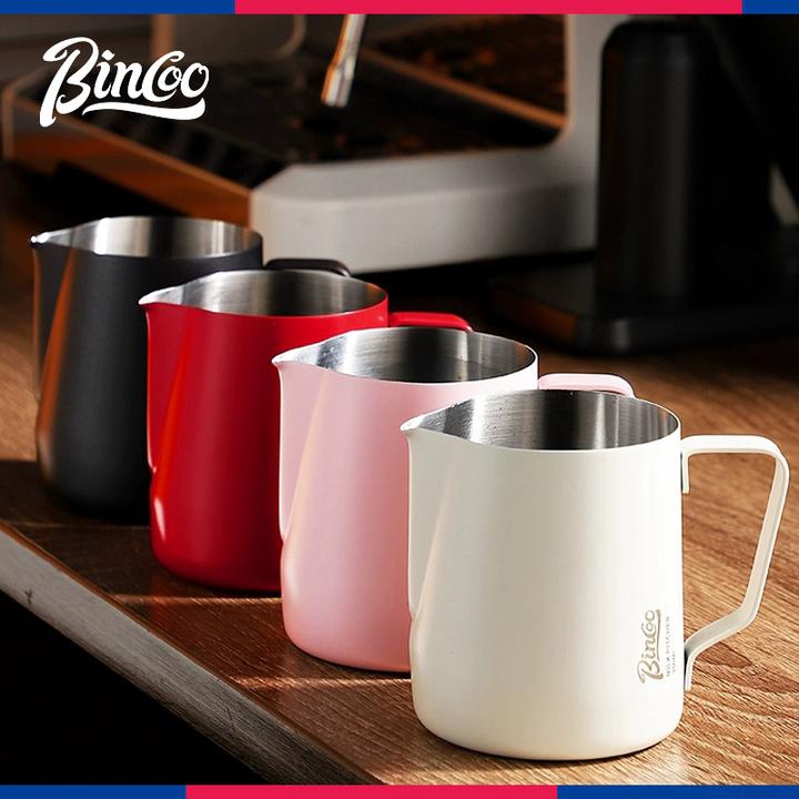 Bincoo咖啡拉花杯圆嘴专业不锈钢雕花杯打奶泡杯奶缸350ml/600ml