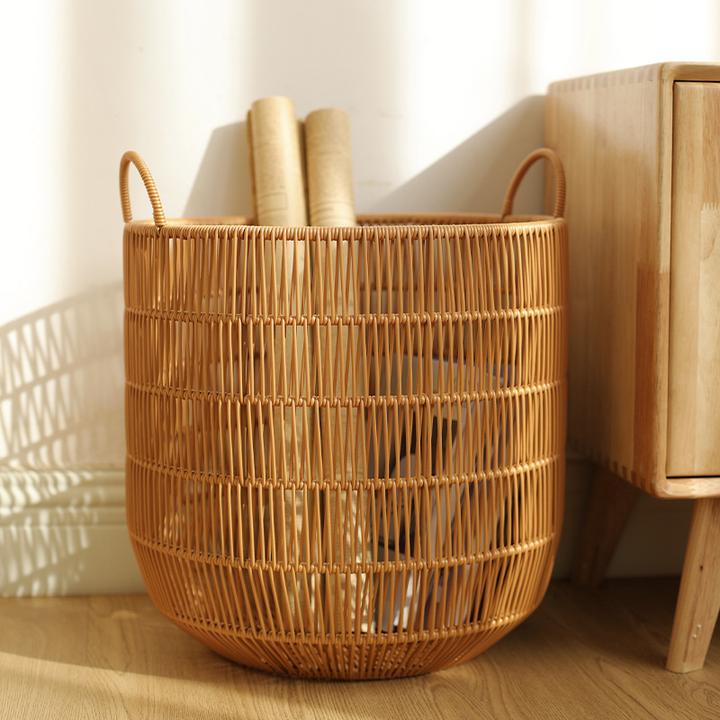 ins风仿藤编防水脏衣篮卧室脏衣服收纳筐浴室脏衣篓洗衣篮子