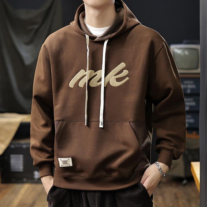 新款美式复古肌理感重磅长袖连帽卫衣男士秋冬加厚加绒保暖外套