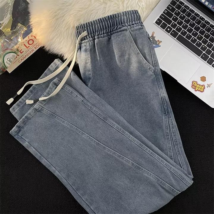 美式牛仔裤男款春季复古蓝vibe百搭阔腿裤子直筒休闲潮牌高街长裤