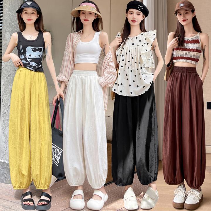 冰丝运动裤女夏季日系慵懒山本裤休闲防晒束脚小个子灯笼阔腿裤子