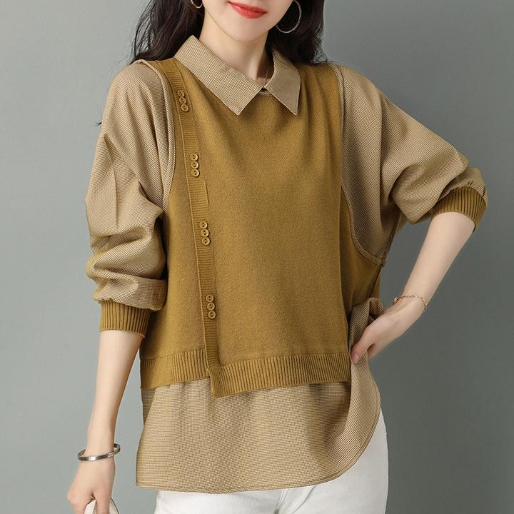 假两件洋气减龄流行时尚女装上衣2025春秋新款漂亮大方百搭针织衫