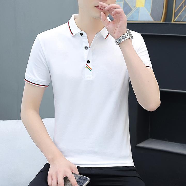 夏季男士polo衫休闲潮流百搭有领短袖T恤男韩版修身翻领纯色半袖