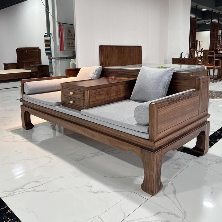 【榫卯】乌金木新中式实木罗汉床沙发客厅明式复古休息卧榻书房茶室