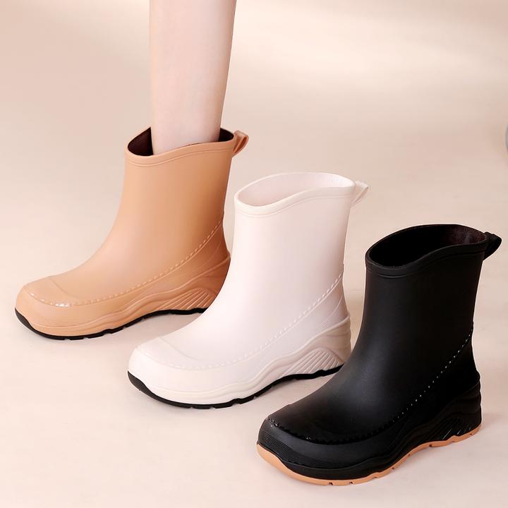 时尚新款中筒雨鞋女款厨房防滑工作雨靴加绒保暖水鞋洗车防水胶鞋