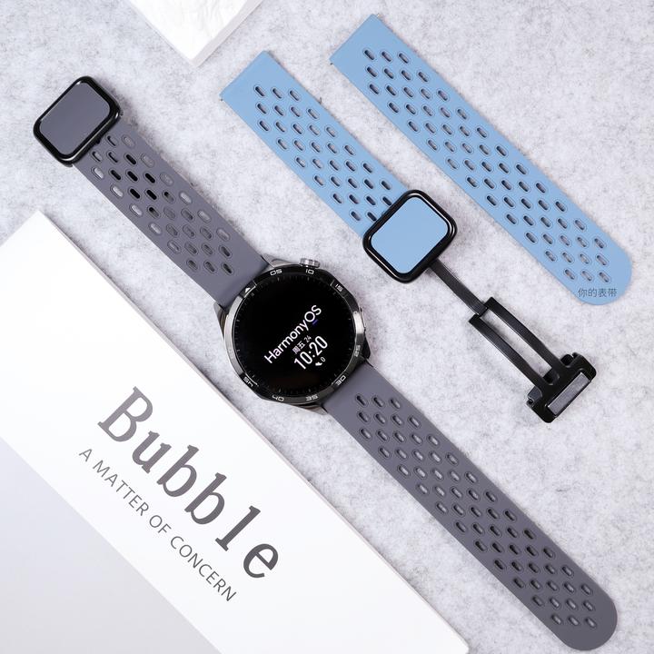 适用华为GT6/ProGT4手表带2/3pro洞洞透气硅胶磁吸折叠方扣Watch5
