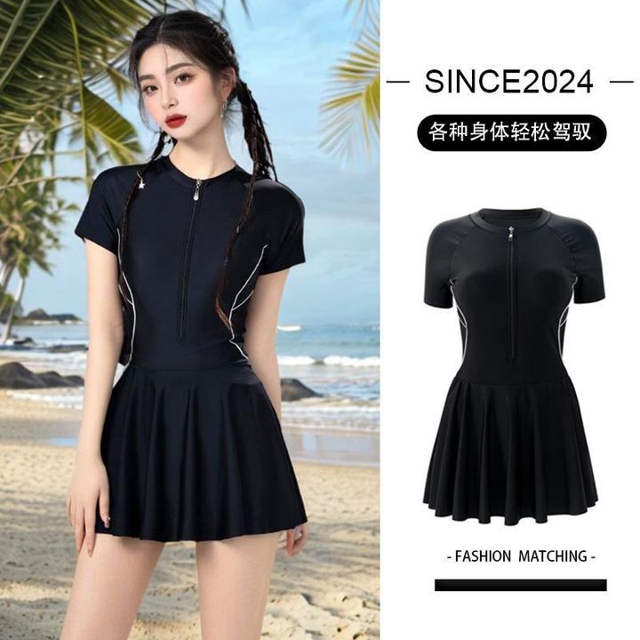 爆款泳衣女款2024新款运动保守连体遮肚显瘦游泳课高级感温泉泳装