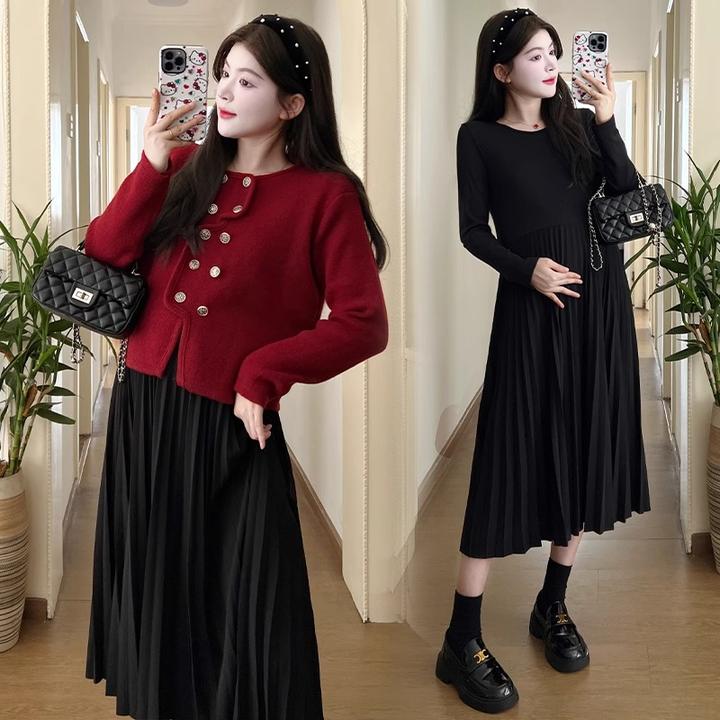 孕妇外套新款秋冬加厚保暖时尚宽松毛衣开衫上衣连衣裙网红款