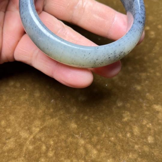 和田玉青花手镯60口经女士时尚宽条手镯