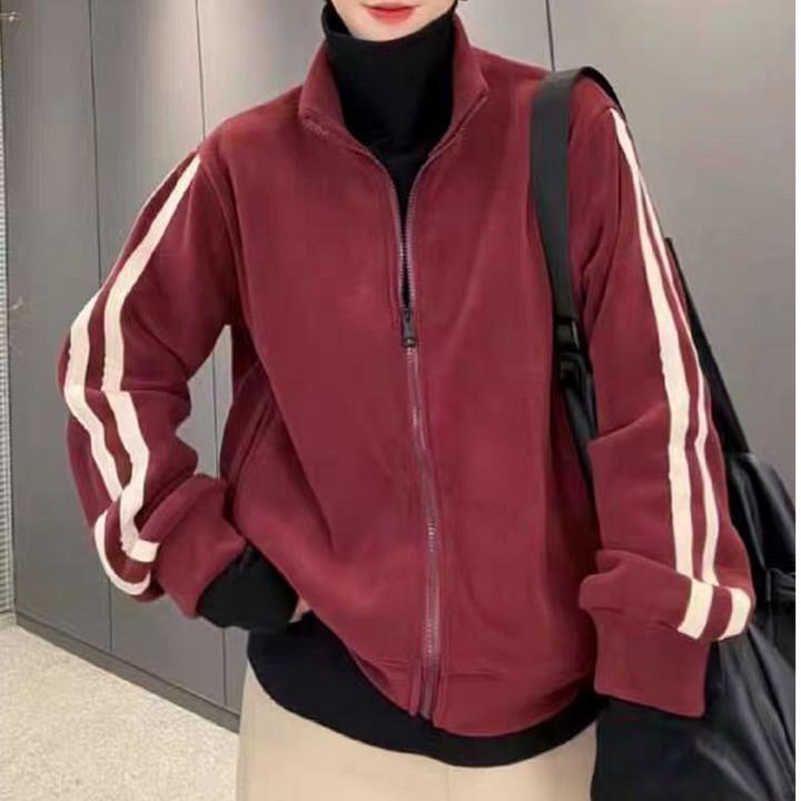 冬季加绒加厚双面奥粒绒休闲减龄百搭洋气卫衣外套