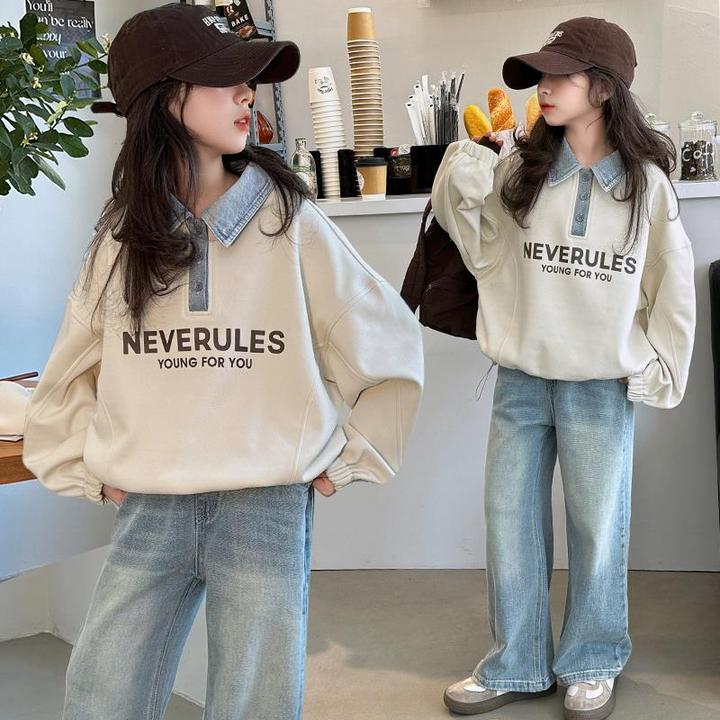 女童卫衣套装春秋2024新款儿童韩版休闲秋装大童洋气翻领长袖上衣