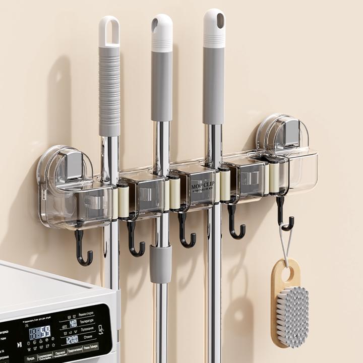 免打孔吸盘拖把夹挂钩浴室卫生间墙上收纳强力粘钩扫把壁挂