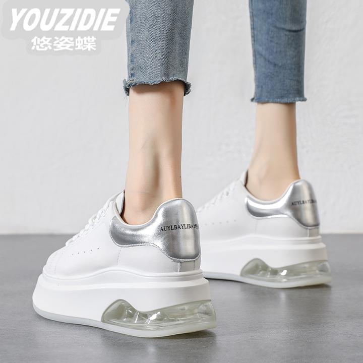 YOUZIDIE松糕厚底增高白色气垫百搭小白鞋女薄款单鞋2025年新款