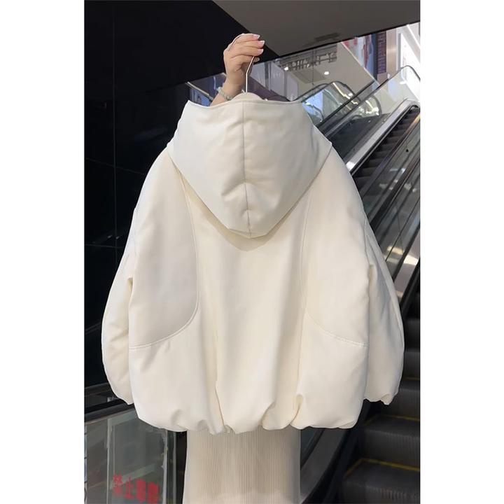 白色短款棉服女2024冬季新款宽松时尚小个子加厚保暖减龄棉衣外套