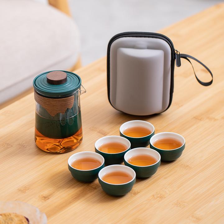高档便携式旅行茶具套装高端全套车载露营户外快客杯陶瓷旅行套装