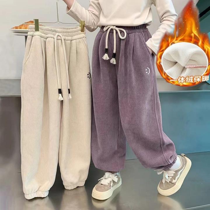 儿童加绒卫裤2024冬装新款男女童冬季外穿长裤男女孩百搭休闲裤潮