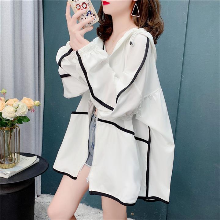 2023夏季宽松休闲时尚百搭透气韩版连帽小众显瘦设计感长袖防晒衣