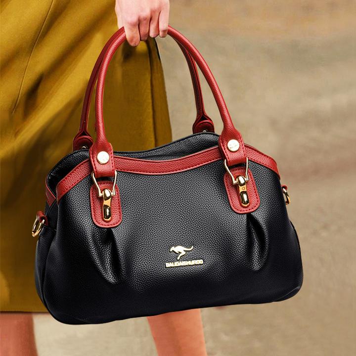 香港包包女新款中年时尚百搭软皮中老年女士手提包通勤单肩斜挎包