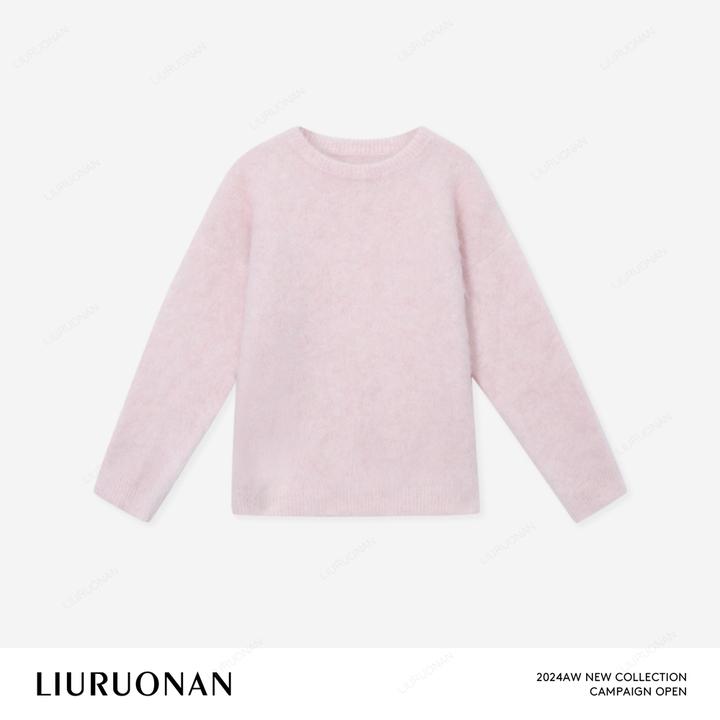 LIURUONAN 24AW【粉黛乱子草】高级感羊驼毛针织衫纯色外穿内搭毛衣