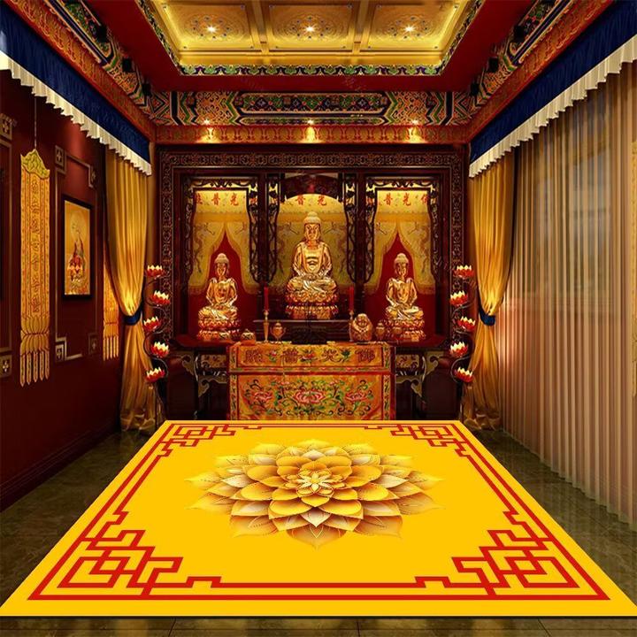 佛堂地毯满铺家用拜垫莲花祠堂打坐地垫禅意跪拜寺庙荷花礼佛垫子