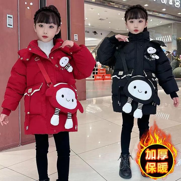 巴拉巴拉恩女童羽绒棉服加绒加厚中大童上衣儿童韩版冬装保暖中长