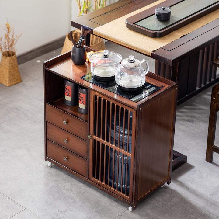 茶桌边柜储物茶台桌边柜茶叶茶具柜可移动烧水家用办公室泡茶桌