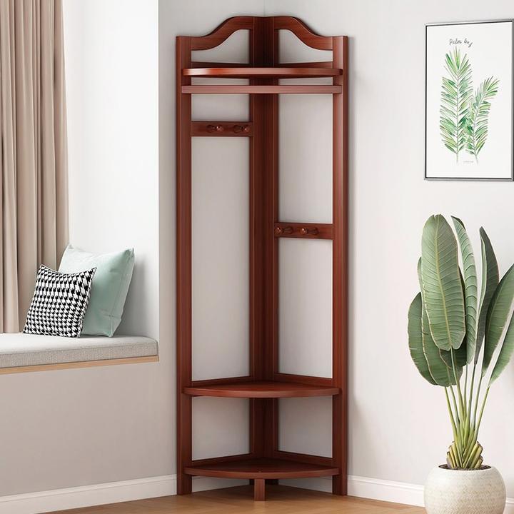 衣帽架实木转角衣架床边简易空间卧室落地衣柜放衣服神器素感衣架